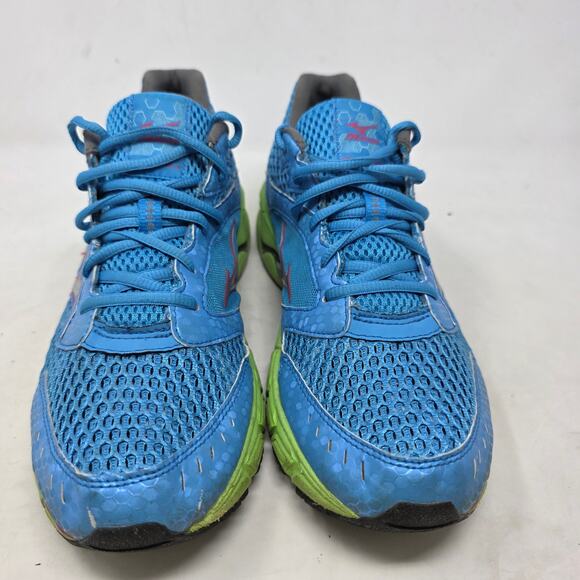 Mizuno Wave Rider Blue Lime Running Shoes Womens Size 11 - Picture 3 of 8